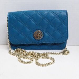 Anne Klein Women's Knit Quilted Leather Sky Blue Crossbody Small Handbag